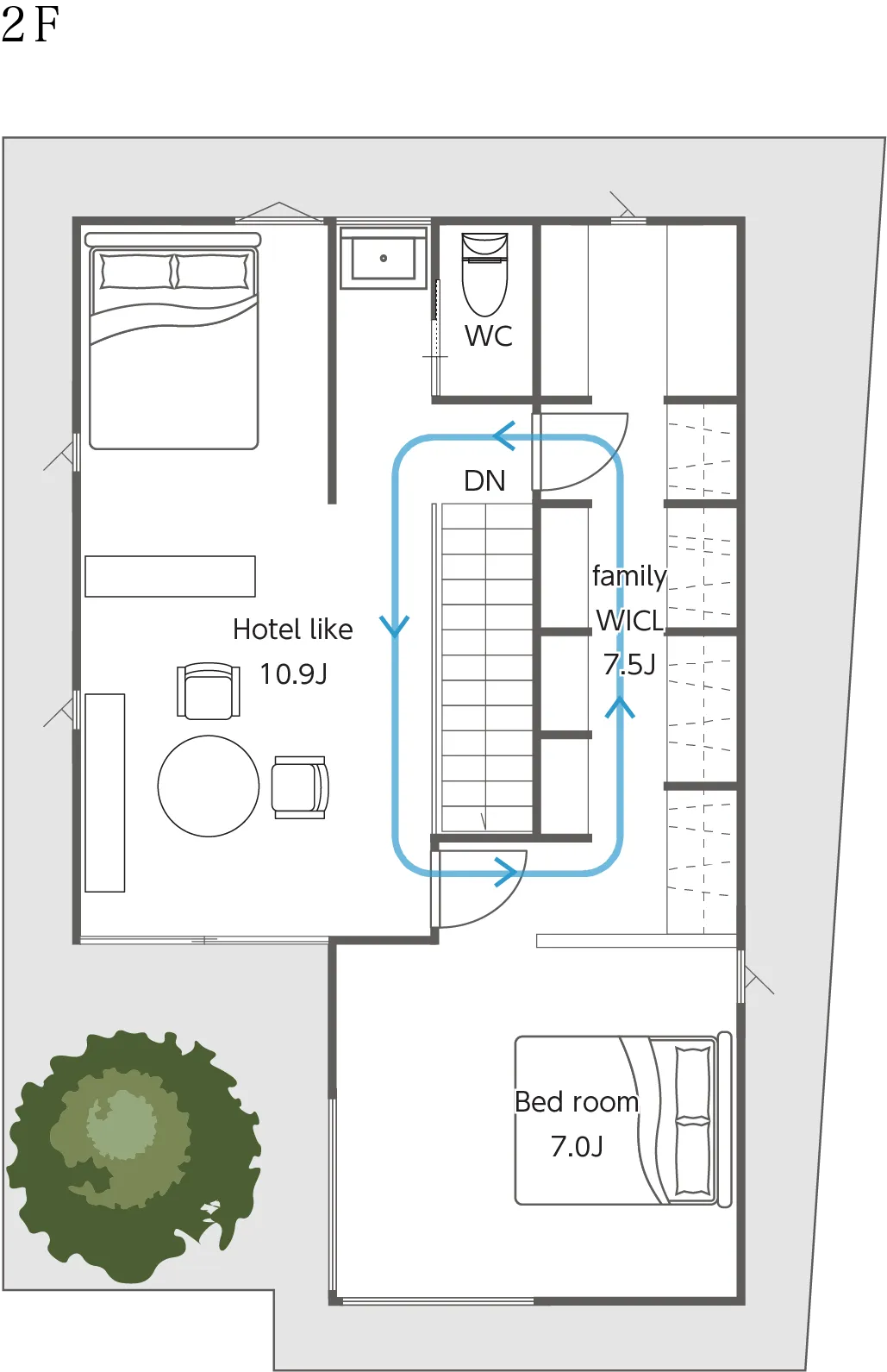 福岡市南区プロスぺリテ井尻Ⅵ新築戸建てのコンセプトハウス2号地2階の間取り図